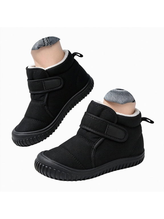 Boys Girls Snow Boots Winter Waterproof Resistant Cold Weather Outdoor Shoes (Toddler/Little Kid),Y134-Black