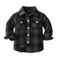 thumbnail image 1 of NOLDARES Boys Lined Flannel Shirt Plaid Shacket Long Sleeve Warm Top Jacket(Z2-Navy,6-7 Years), 1 of 3
