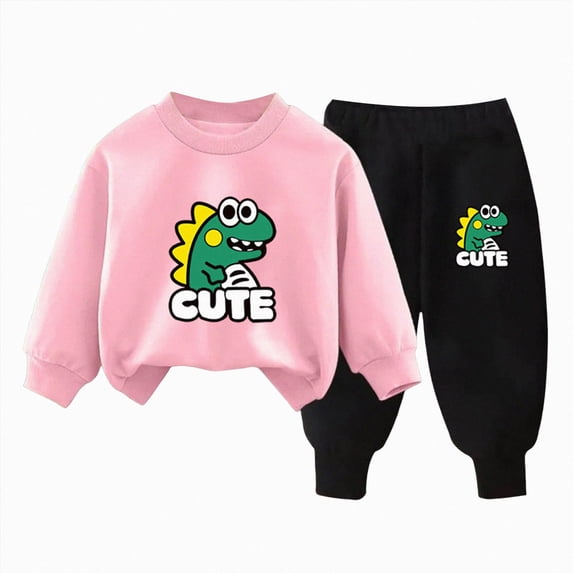 NOLDARES Boys Outfits Boys Set Sweatshirt Two Piece Outfit With Pattern Letter Print Jogger Pants(T278-C)