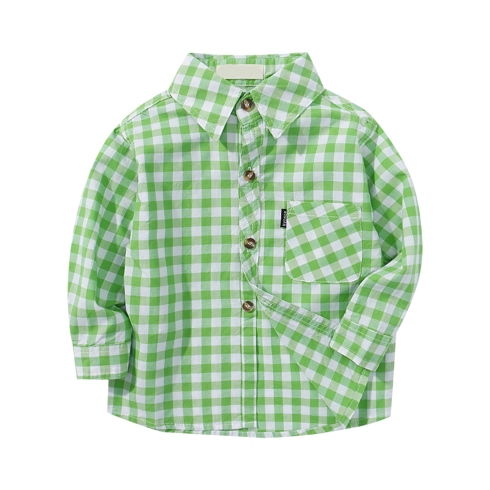 Boys Checkered Double Pocket Flap Winter Shirt Green Moss