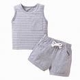 thumbnail image 1 of NOLDARES Boys Summer Clothes 2Pcs Outfits Cotton Sleeveless Tank Top and Elastic Shorts Casual Play Set 2T-6T Grey,1-2 Y, 1 of 6