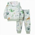thumbnail image 1 of NOLDARES Boys Sweatsuits 2 Piece Outfits Kids Long Sleeve Hoodie Jogger Pants Set, Back to School Clothes Fall Winter Outfits(T046-Green), 1 of 9