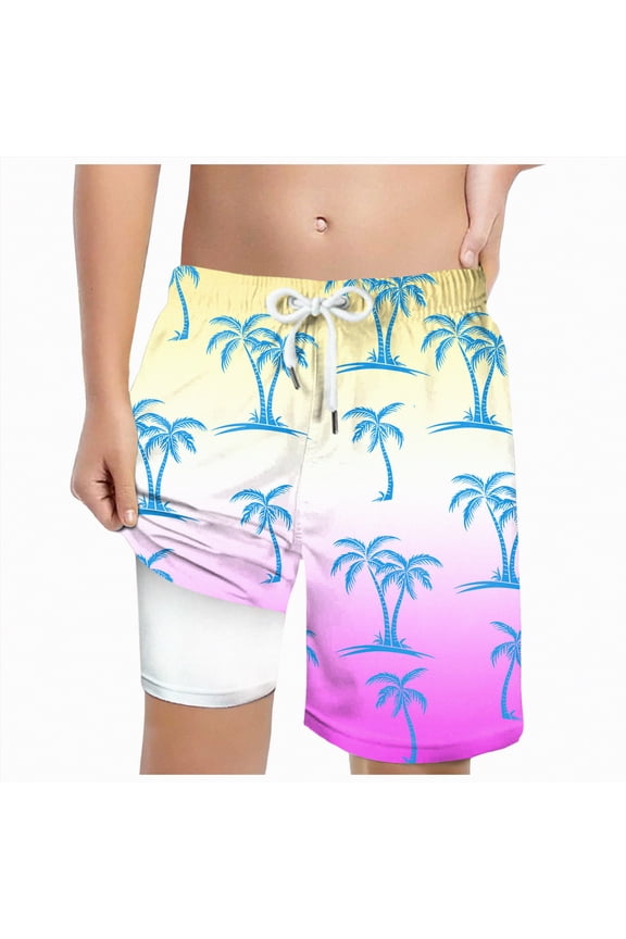 Boys Swim Trunks Compression Liner Swim Shorts Quick Dry Bathing Suit Swimwear for Holiday(Purple,10-13 Years)