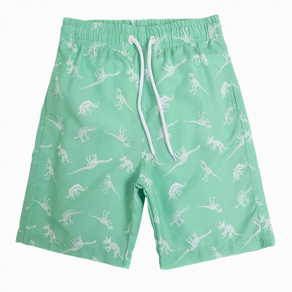 NOLDARES Boys Swim Trunks with Compression Liner Kids Drawstring Bathing Suit Quick Dry Swim Shorts(Light Green,8-9 Years)
