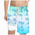 thumbnail image 1 of NOLDARES Boys Swim Trunks with Compression Liner Swim Shorts Toddler Swimsuit for Beach(Mint Green,5-6 Years), 1 of 3