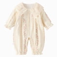 thumbnail image 1 of NOLDARES Button Front Baby Girl Long Sleeve Romper Soft Lightweight Jumpsuit for Infant Girls 0-18M All Season Daily Wear(3-6 Months,Pink), 1 of 8