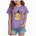 thumbnail image 1 of NOLDARES Children Girls Boys Tops Halloween Themed Cartoon Printed Short Sleeved Crew Neck T Shirt(Purple,5-6 Years), 1 of 6