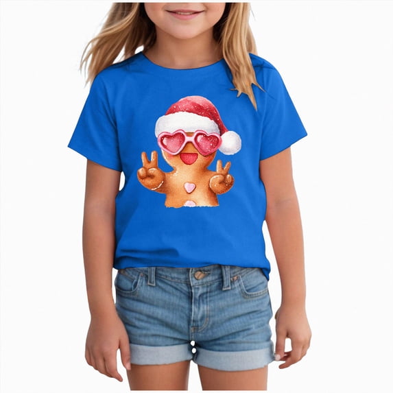 NOLDARES Christmas Cookie Shirt Toddler Girls Cookie T-Shirt Xmas Gifts Tee Tops Holiday Outfits,A607-Blue