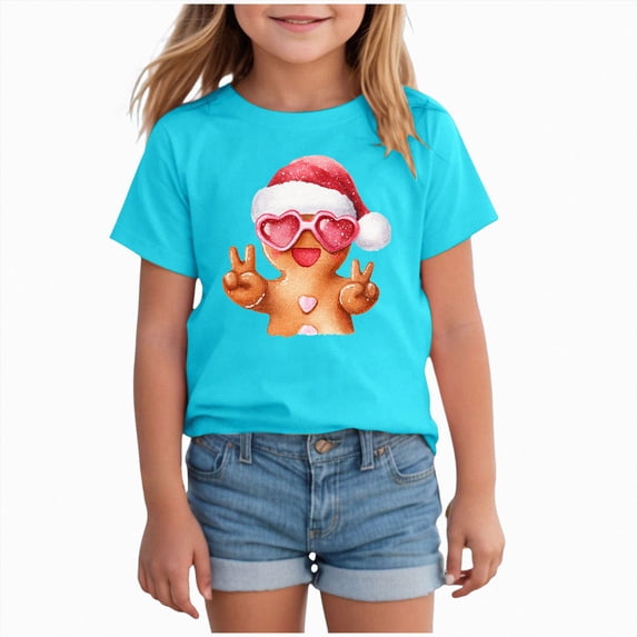 NOLDARES Christmas Cookie Shirt Toddler Girls Cookie T-Shirt Xmas Gifts Tee Tops Holiday Outfits,A607-Sky Blue
