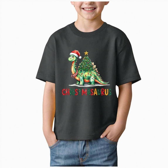 NOLDARES Christmas Shirt Toddler Boy Girl Merry Christmas Tshirt Xmas Graphic Tees Holiday Short Sleeve Tops,Size 5-6 Y