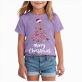 thumbnail image 1 of NOLDARES Christmas Shirts Girl Cotton Short Sleeve Tshirts Santa Xmas Tree Bow Graphic Tees,A610-Purple, 1 of 6