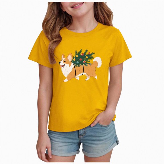 NOLDARES Christmas Shirts for Girl Boy Merry Christmas Graphic T Shirts Festive Xmas Tee Holiday Short Sleeve Tops,Size 11-12 Y