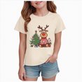 thumbnail image 1 of NOLDARES Christmas Shirts for Girl Merry Christmas Short Sleeve Tshirt Christmas Tree Holiday Tops,A635-Beige, 1 of 6