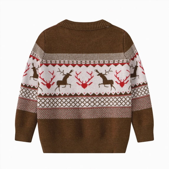 NOLDARES Christmas Sweater Kids,Toddler Boys Sweater Kids Winter Warm Sweater Crewneck Pullover Tops,A112-Coffee