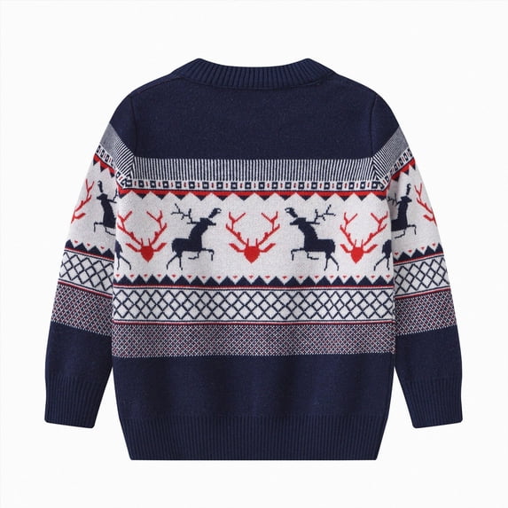 NOLDARES Christmas Sweater Kids,Toddler Boys Sweater Kids Winter Warm Sweater Crewneck Pullover Tops,A112-Navy