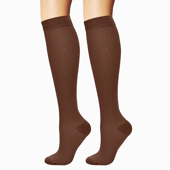 NOLDARES Compression Socks for Women Men, Breathable 15-20 mmHg Circulation for Flying, Running, Nurses, Pregnancy, 2 Pairs(R023-Coffee)