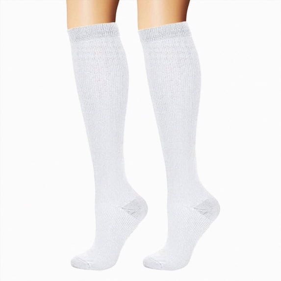NOLDARES Compression Socks for Women Men, Breathable 15-20 mmHg Circulation for Flying, Running, Nurses, Pregnancy, 2 Pairs(R023-WH1)