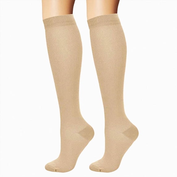 NOLDARES Compression Socks for Women Men, Breathable 15-20 mmHg Circulation for Flying, Running, Nurses, Pregnancy, 2 Pairs(R023-WH2)