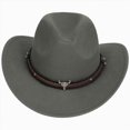 thumbnail image 1 of NOLDARES Cowboy Hats for Kids Vintage Wide Brim Felt Cowboy Hat Girls Cowgirl Hat with Belt Buckle(Grey,3-18 Y), 1 of 7