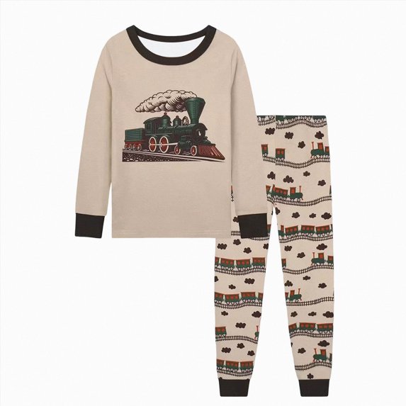 NOLDARES Enfants Toddler Long Sleeve Cartoon Pattern Pajamas Soft Kids Fall Winter Pijama(M531-Green)