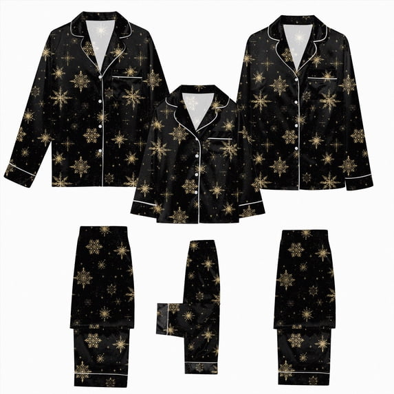 NOLDARES Family Christmas Pajamas Matching Sets Button Down Xmas Pjs Sets Holiday Sleepwear Long Sleeve Nightwear,A510-Black