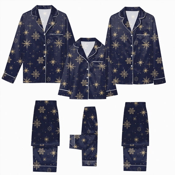 NOLDARES Family Christmas Pajamas Matching Sets Button Down Xmas Pjs Sets Holiday Sleepwear Long Sleeve Nightwear,A510-Navy