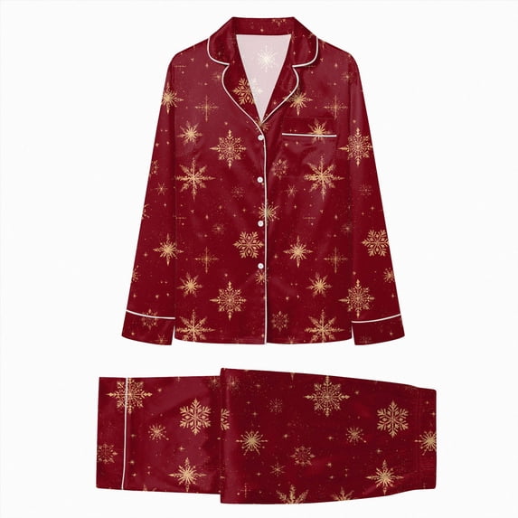 NOLDARES Family Christmas Pajamas Matching Sets Button Down Xmas Pjs Sets Holiday Sleepwear Long Sleeve Nightwear,A511-Wine