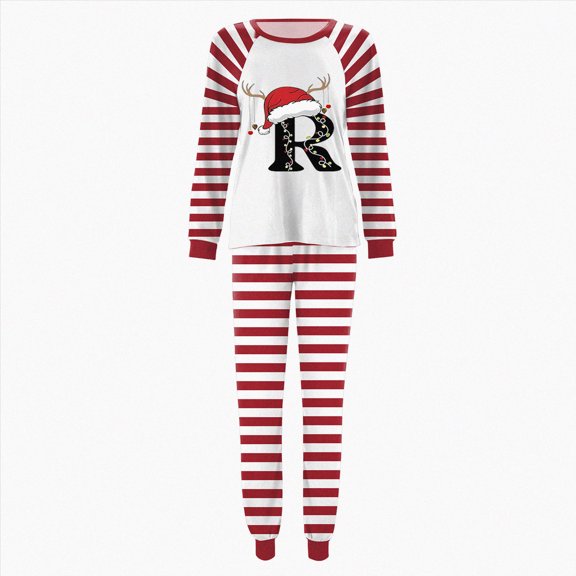 NOLDARES Family Matching Christmas Pajamas Set Tree Letter Plaid Print Holiday Pajamas Sleepwear Dad Mom Kids PJs(Brick Red,M:L)