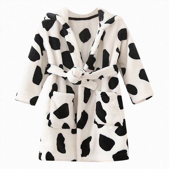 NOLDARES Fleece Kids Robe - Super Soft Plush Bathrobe for Boys And Girls, Perfect for Toddlers & Kids(H337-Black)