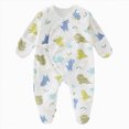 thumbnail image 1 of NOLDARES Footed Newborn Romper With Mitten Cuffs Soft Print Long Sleeve Jumpsuit for Infants 0-6M Sleep Play Wear(Newborn,Dark Blue), 1 of 4