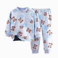 thumbnail image 1 of NOLDARES Girl Boys Toddler Snug Fit 2 Piece Pajamas Set Long Sleeve Top Pants Pjs Baby Cute Graphic Loungewear Fall Winter Sleepwear(H030-Sky Blue), 1 of 5