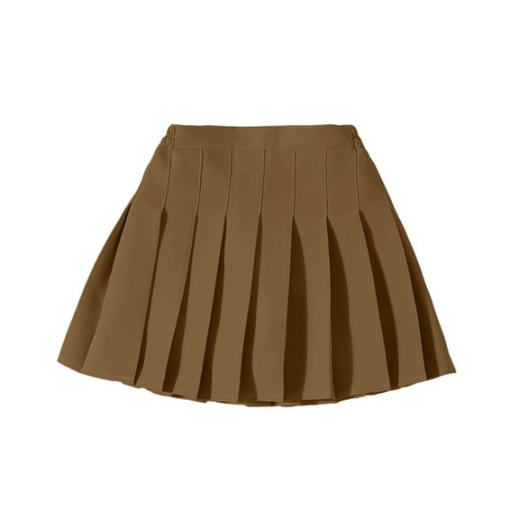 NOLDARES Girl Pleated Skort Tennis Skirt with Shorts Stretch Waist Girls Skater Culottes(Coffee,8-9 Years)