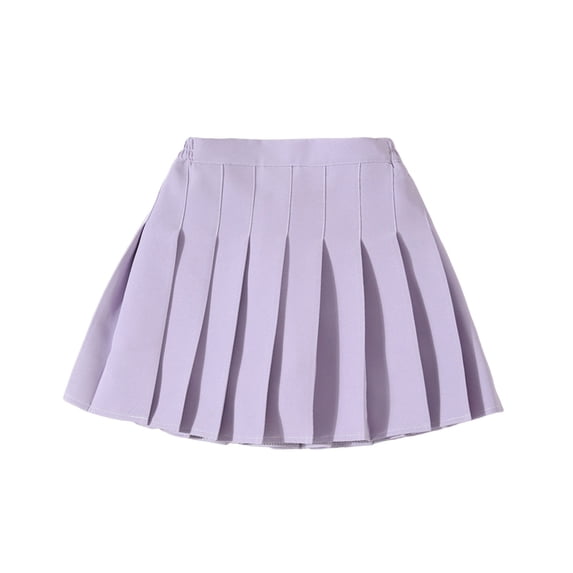 NOLDARES Girl Pleated Skort Tennis Skirt with Shorts Stretch Waist Girls Skater Culottes(Purple,8-9 Years)