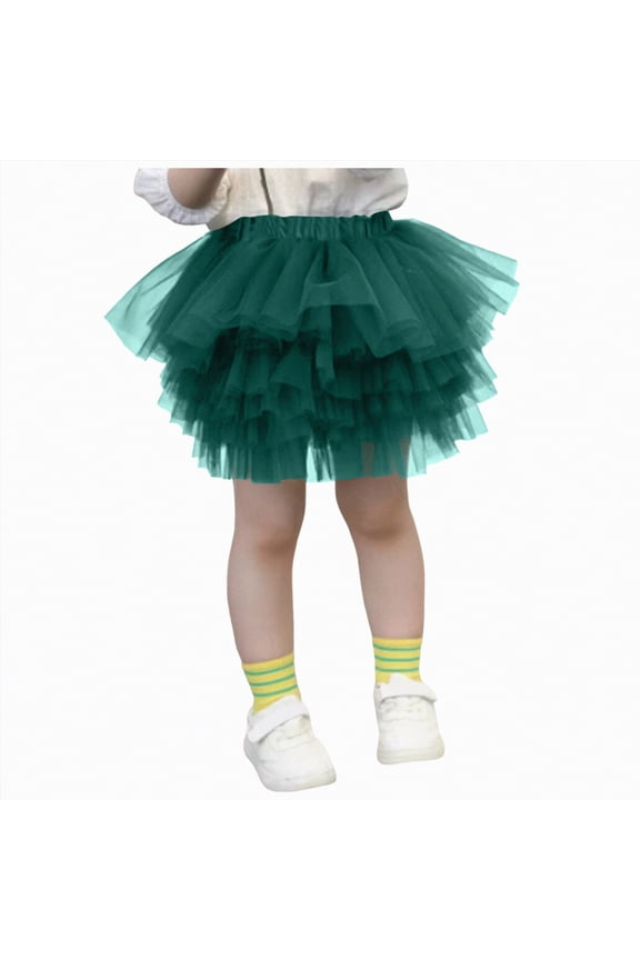 Girl Tutu Skirt, Ballet Tutu Skirt 2-8 Years Fluffy Ballet Dress Up Costume for Kids Party(Dark Green,2-3 Years)