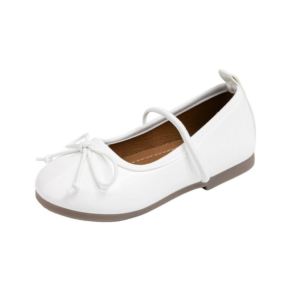 NOLDARES Girl's Ballet Flats Non-Slip Soft Mary Jane Walking Party Dress Shoes for Toddler/Little Kid/Big Kid(White,11.5)