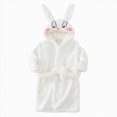 thumbnail image 1 of NOLDARES Girls Boys Fleece Hooded Robe Warm Sleepwear for Toddler Kids Soft Fuzzy Bathrobe Gifts,White,5-6 Y, 1 of 5