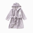 thumbnail image 1 of NOLDARES Girls Boys Fleece Hooded Robes Kids Warm Bath Robe for Girls Soft Fuzzy Bathrobe,Grey,6-7 Y, 1 of 7