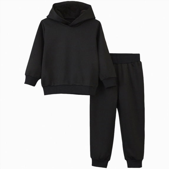 NOLDARES Girls Boys Fleece Pullover Hoodie and Sweatpants Outfit Set Toddler to Little Kid(Y106-Black)
