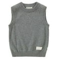 thumbnail image 1 of NOLDARES V Neck Knitted Vests for Boys Girls Sleeveless Sweater Vest Pullover Knitwear Crop Tops Kids Uniform Clothes(Grey,9-10 Years), 1 of 3