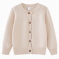 thumbnail image 1 of NOLDARES Girls Cardigan Sweater School Uniforms Toddler Long Sleeve Button Knit Solid Sweaters Tops(Beige,5-6 Y), 1 of 9