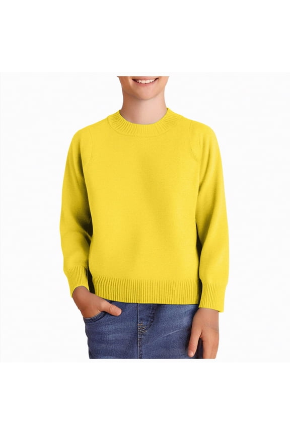 Girls Cardigan Sweater School Uniforms Toddler Long Sleeve Button Knit Solid Sweaters Tops(Yellow,4 Years)