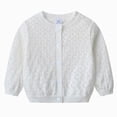 thumbnail image 1 of NOLDARES Girls' Cardigans Sweater School Uniforms Cotton Long Sleeve Lightweight Outerwear(White,6-7 Y), 1 of 5