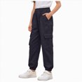 thumbnail image 1 of NOLDARES Girls Cargo Pants Wide Leg Streetwear Kids Pants with Pockets Trendy Jogger Trousers(Black,13-14 Y), 1 of 4