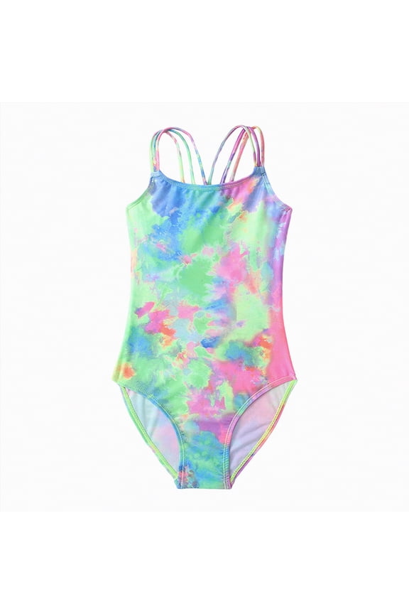 Girls Cartoon One Piece Bathing Suit Quick Dry Beach Swimwear(Green,8-9 Years)