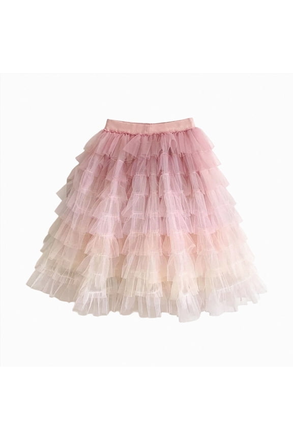 Girls Colorful Rainbow Layered Ribbon Tiered Ballet Tutu Skirt(Purple,3-4 Years)