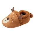 thumbnail image 1 of NOLDARES Girls Cute Cartoon Slippers with Memory Foam Kids Plush Warm Winter House Shoes(Brown,6), 1 of 8