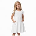 thumbnail image 1 of NOLDARES Girls Dresses Summer Short Sleeve Clothes School Outfits for Kids 2-12 Years(White,13-14 Years), 1 of 9