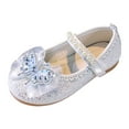 thumbnail image 1 of NOLDARES Girls Flats Dress Shoes: Little Kid Princess Ballerina Flats for Birthday Party - Girls Mary Jane Shoe for Wedding School(White,12.5), 1 of 9