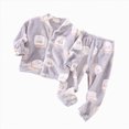 thumbnail image 1 of NOLDARES Girls Fleece Pajamas Long Sleeve Flannel Button Down Sleepwear Kids Soft Fuzzy 2 Pieces Pjs Loungewear Sets(K023-Grey), 1 of 4