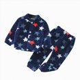 thumbnail image 1 of NOLDARES Girls Fleece Pajamas Long Sleeve Flannel Button Down Sleepwear Kids Soft Fuzzy 2 Pieces Pjs Loungewear Sets(K023-Navy), 1 of 4